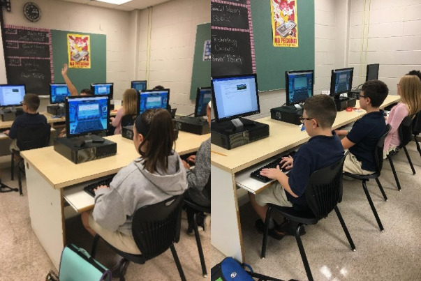 Student using the typing program, Type to Learn, in a computer lab.