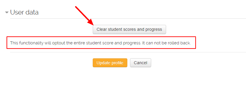 Clear Student Data and Progress