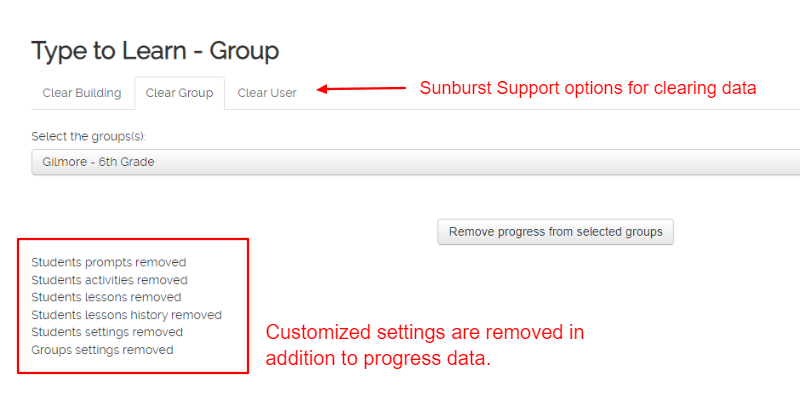 Sunburst Support Clearing Student Data and Settings