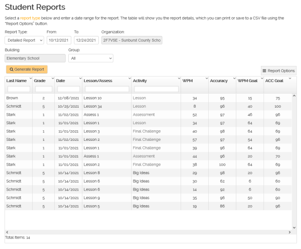 Student-Report-Screenshot Student Typing Reports - Example Typing Report